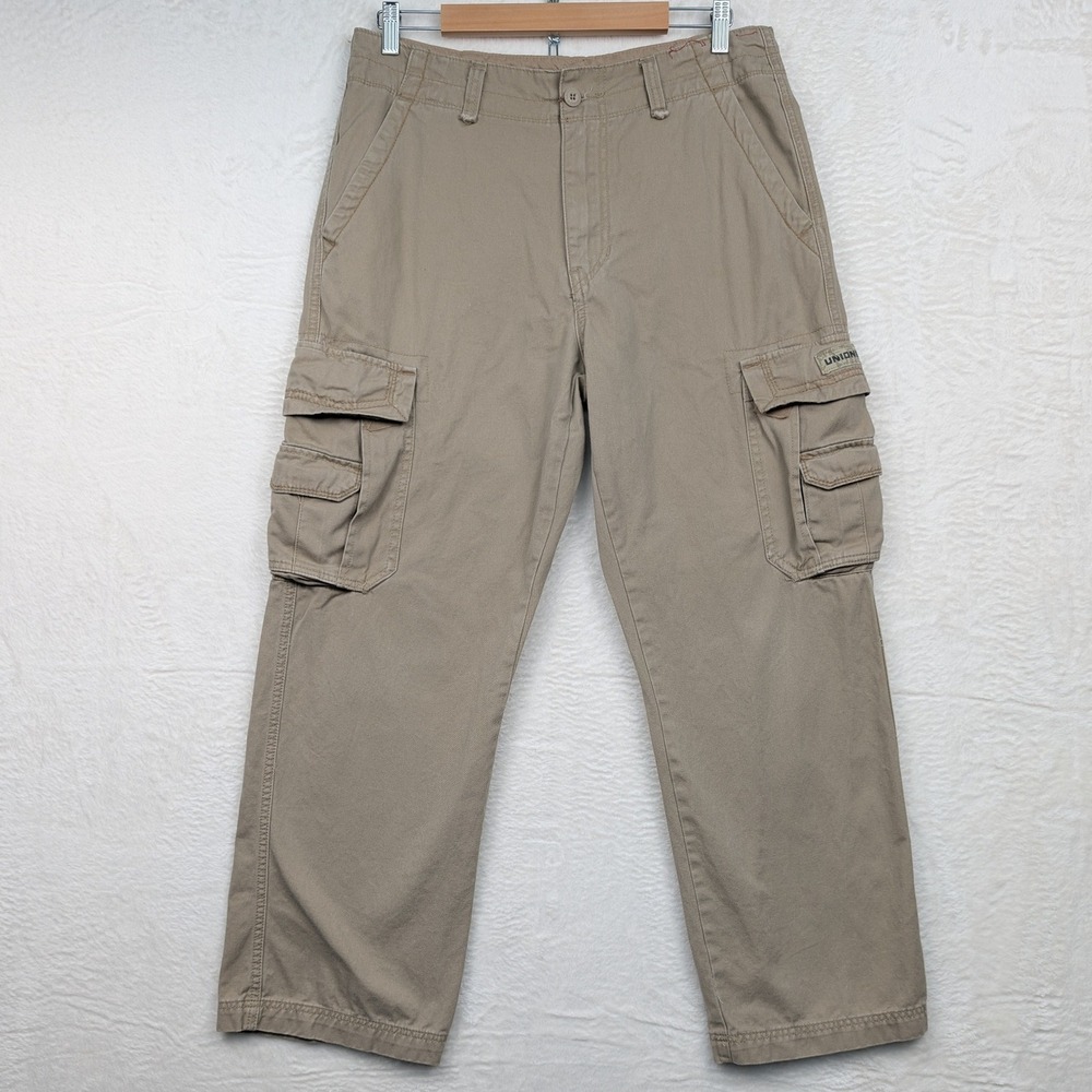 VTG Unionbay Cargo Pants Men's 33x30 Khaki Baggy Relaxed Utility Streetwear Y2K